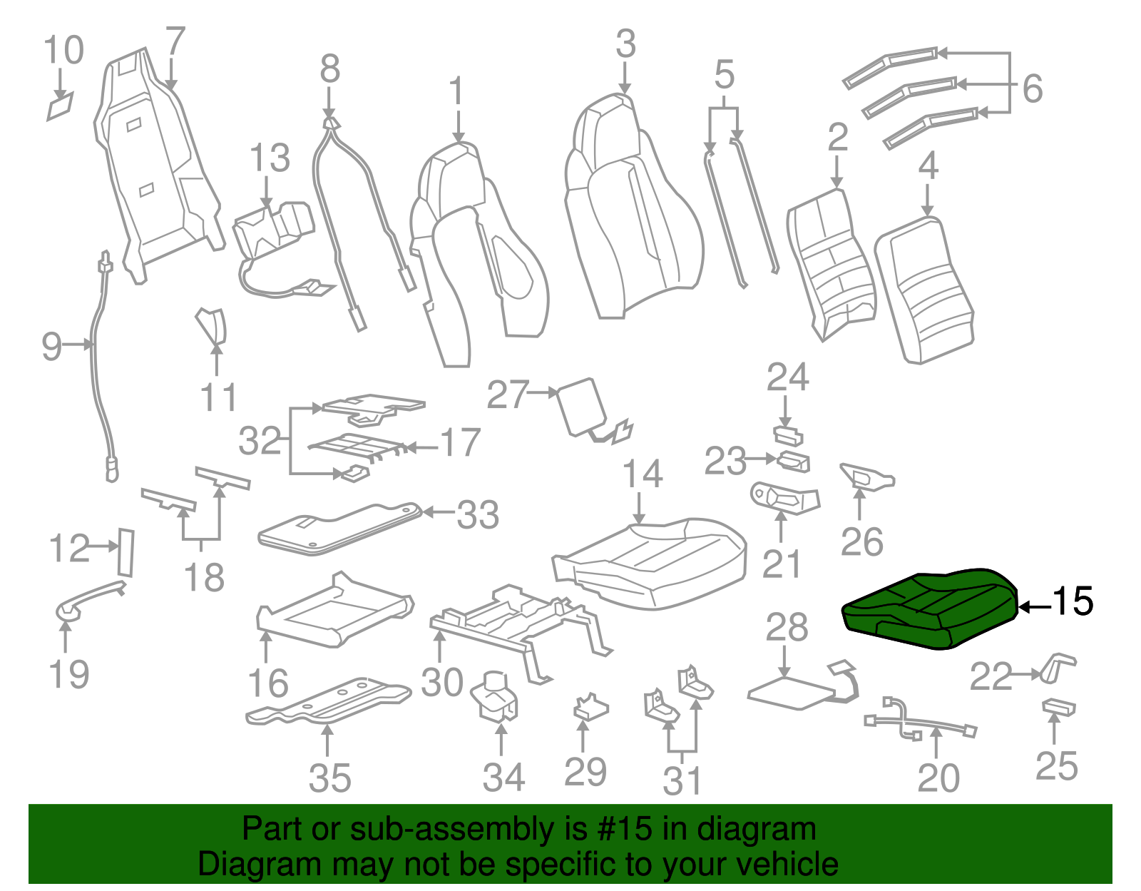 Cover Assembly, P/Seat Cushion                   *Ebony - GM (88898545)