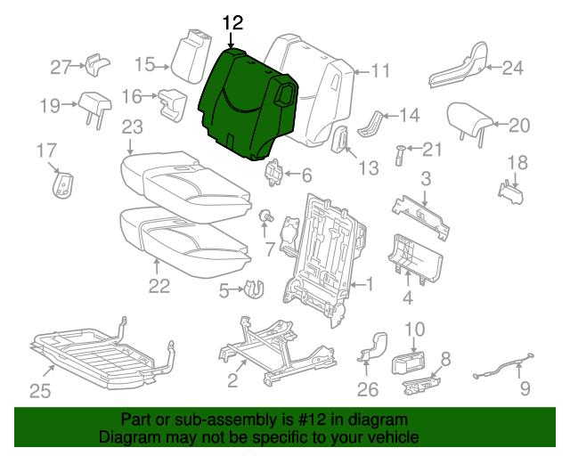 71078-42443-B0 - Seat Back Cover - 2012 Toyota RAV4 | Sparks Parts