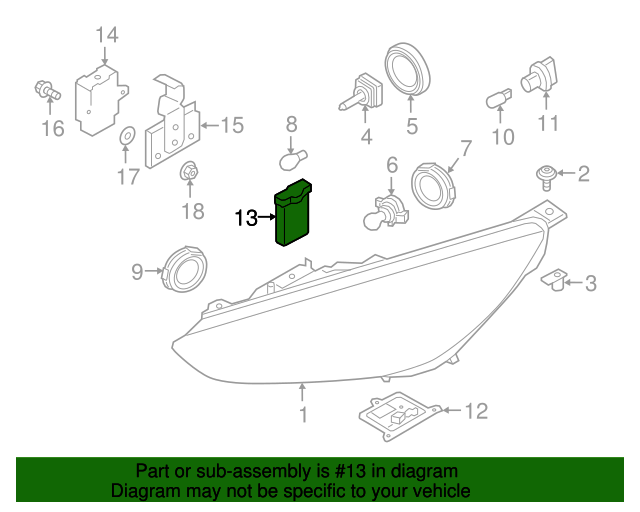 20152018 Ford Focus Headlight Control Module F1EZ15442A Blue