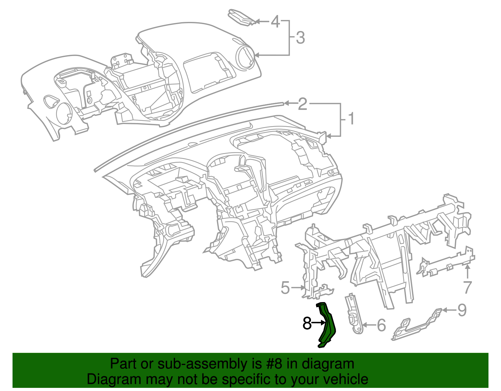 Instrument Panel Knee Bolster Outer Bracket - GM (95938996)
