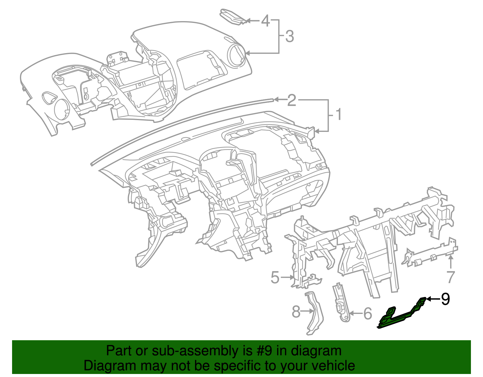 Instrument Panel Knee Bolster Inner Bracket - GM (95392934)