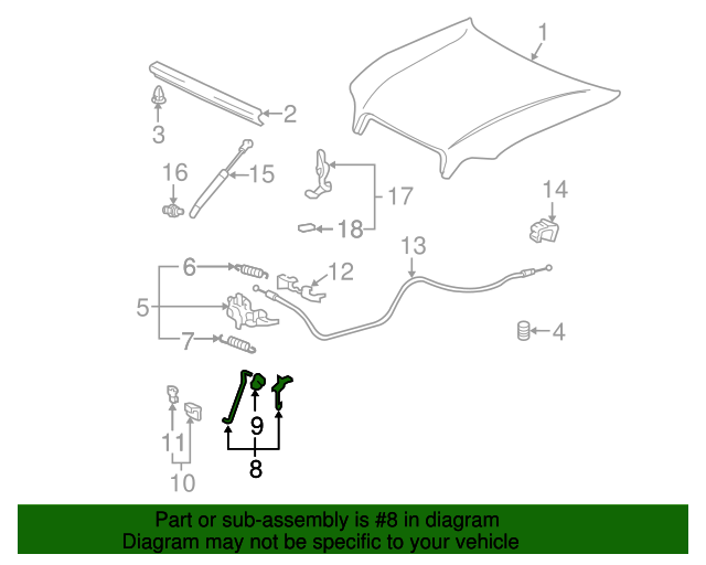 20052007 Toyota Sequoia Hood Safety Catch 535500C030 OEM Parts Online