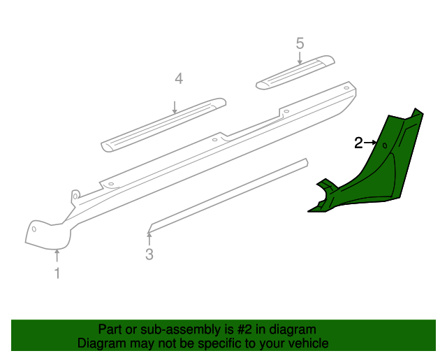 15190302 Black Driver Side Rocker Panel Rear Molding 20022006