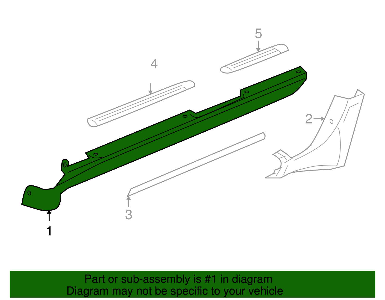Passenger Side Rocker Panel Front Molding - GM (89045674)