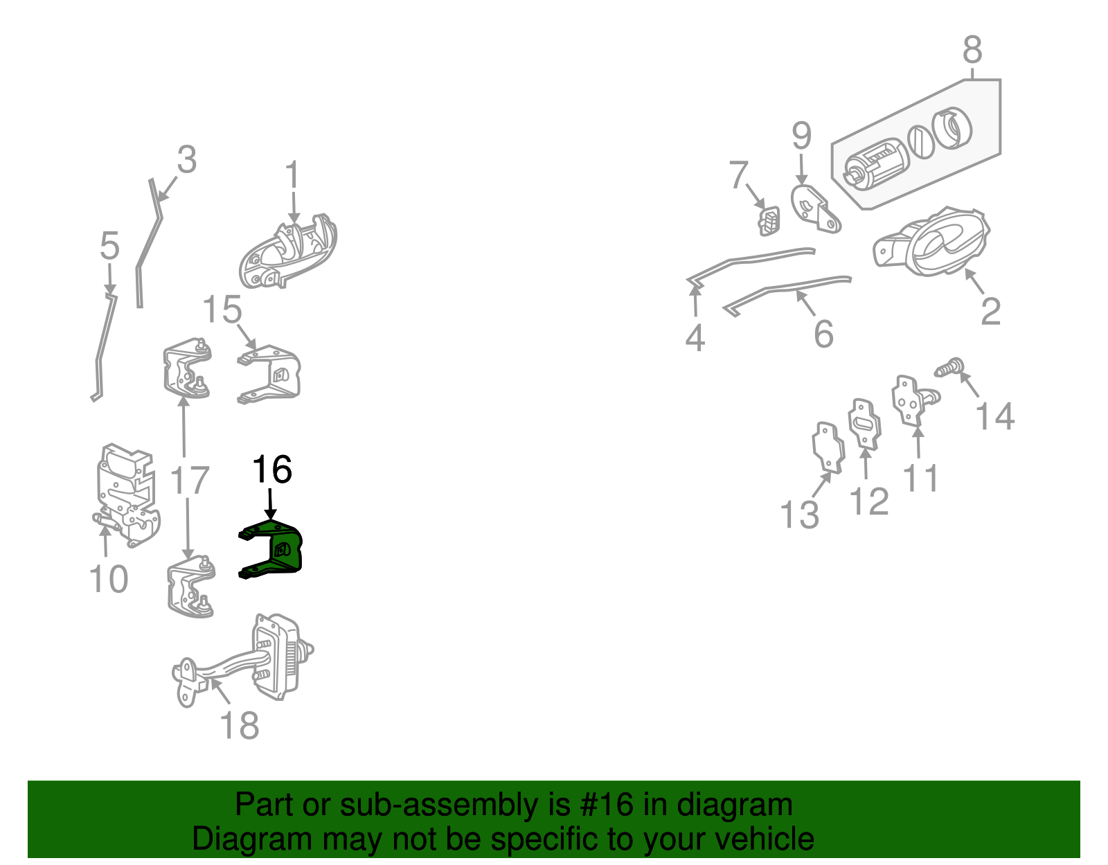 Driver Side Front Door Side Lower Door Hinge Kit with Hinge, Backing Plate, and Bolts - GM (88937052)