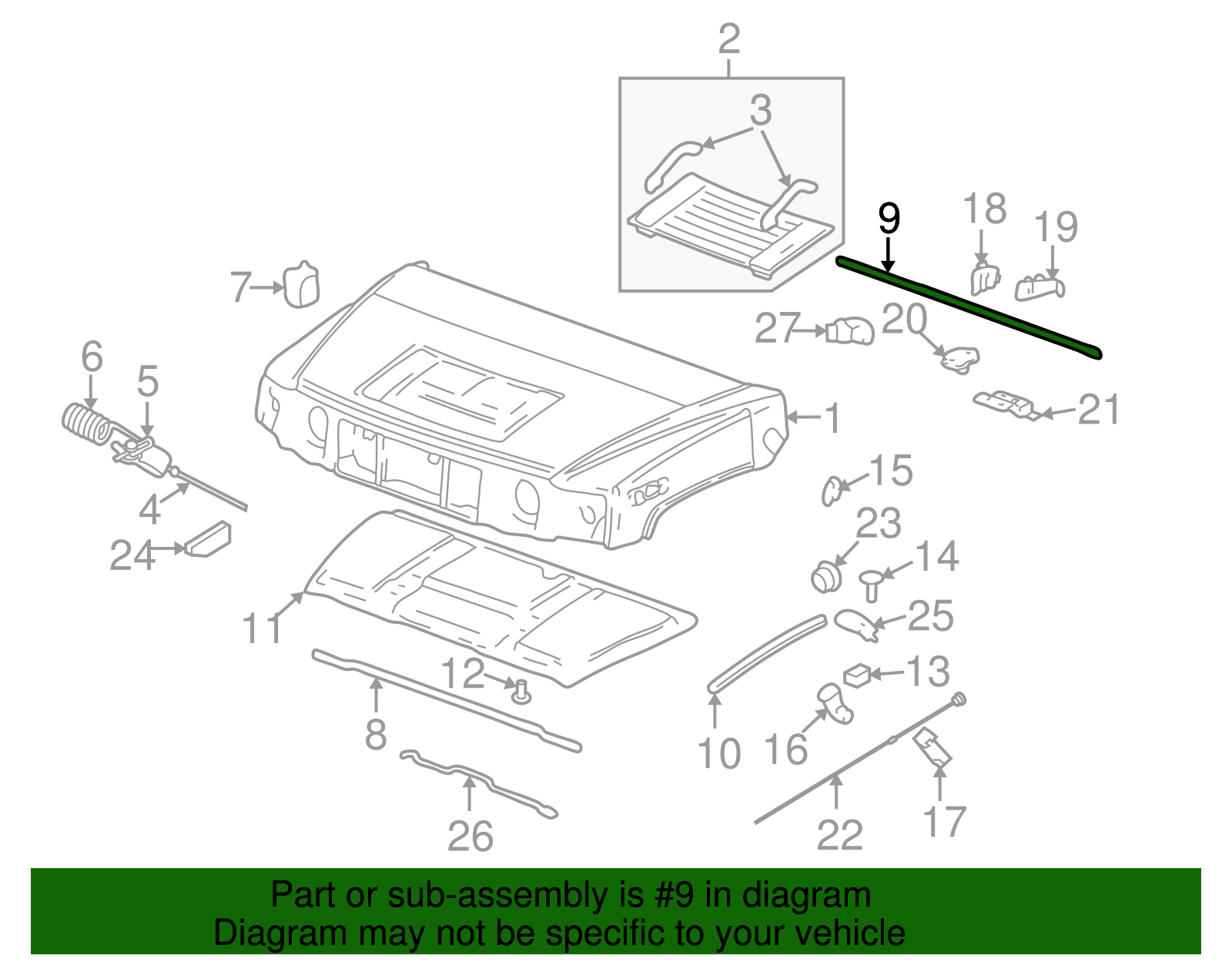 Hood Rear Center Seal - GM (15063465)