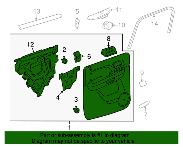 20102014 GM Very Light Linen Rear Driver Side Door Trim Panel 20919787