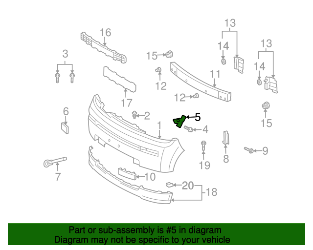 20042006 Scion xB Bumper Cover Retainer (Left, Front) 5253652040