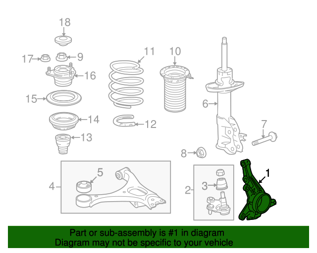 51216TS9A02 Knuckle L Front 20132015 Honda Civic Genuine Honda