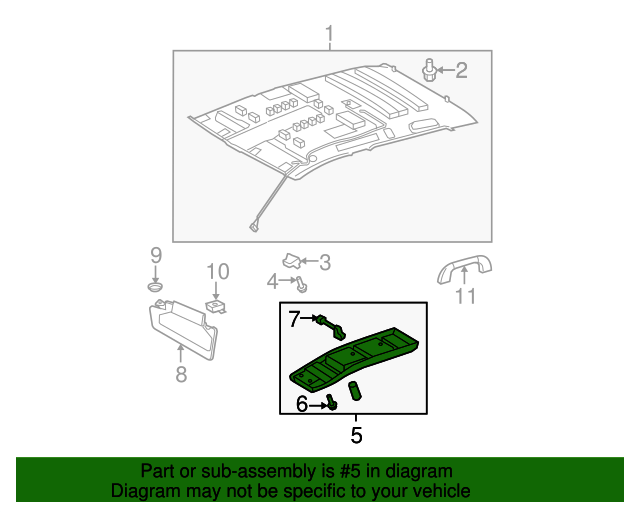 636500C340B0 Overhead Console 2010 2011 Toyota Tundra Boch