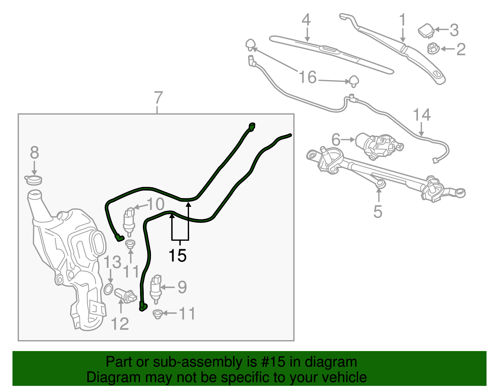 Rear Window Washer Pump Hose - Cadillac (84122627)