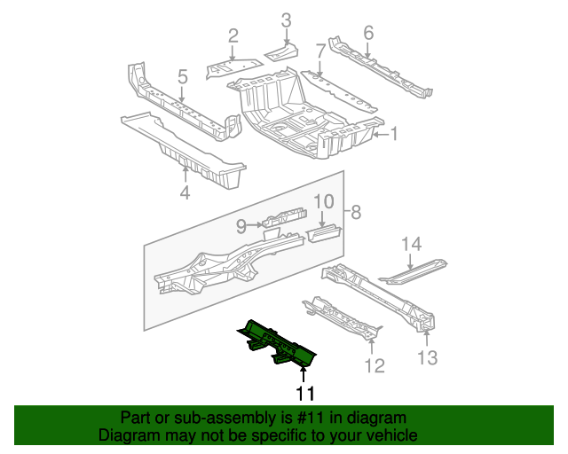 Toyota 57605-07010 Floor Cross Member Sub Assembly Toyota 57605-07010 Floor Cross Member Sub Assembly