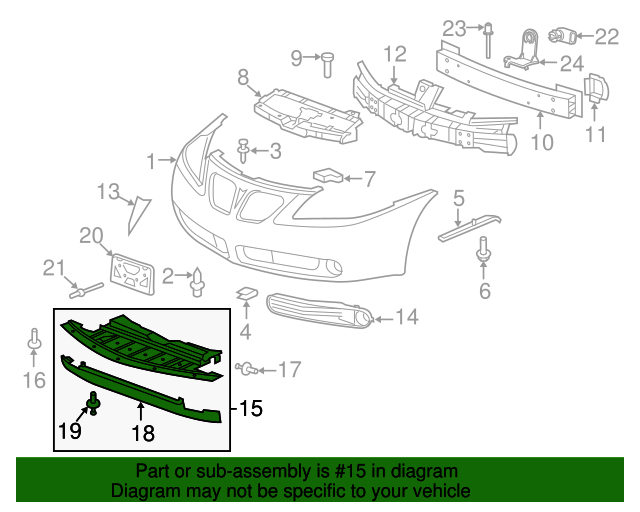 25995433 Engine Splash Shield with Air Deflector, Bolts, and Nuts 20052009 Pontiac G6