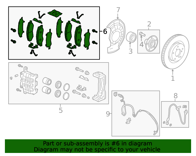 45022THRA02 20182020 Honda Odyssey Front Left & Right Disc Brake Pad