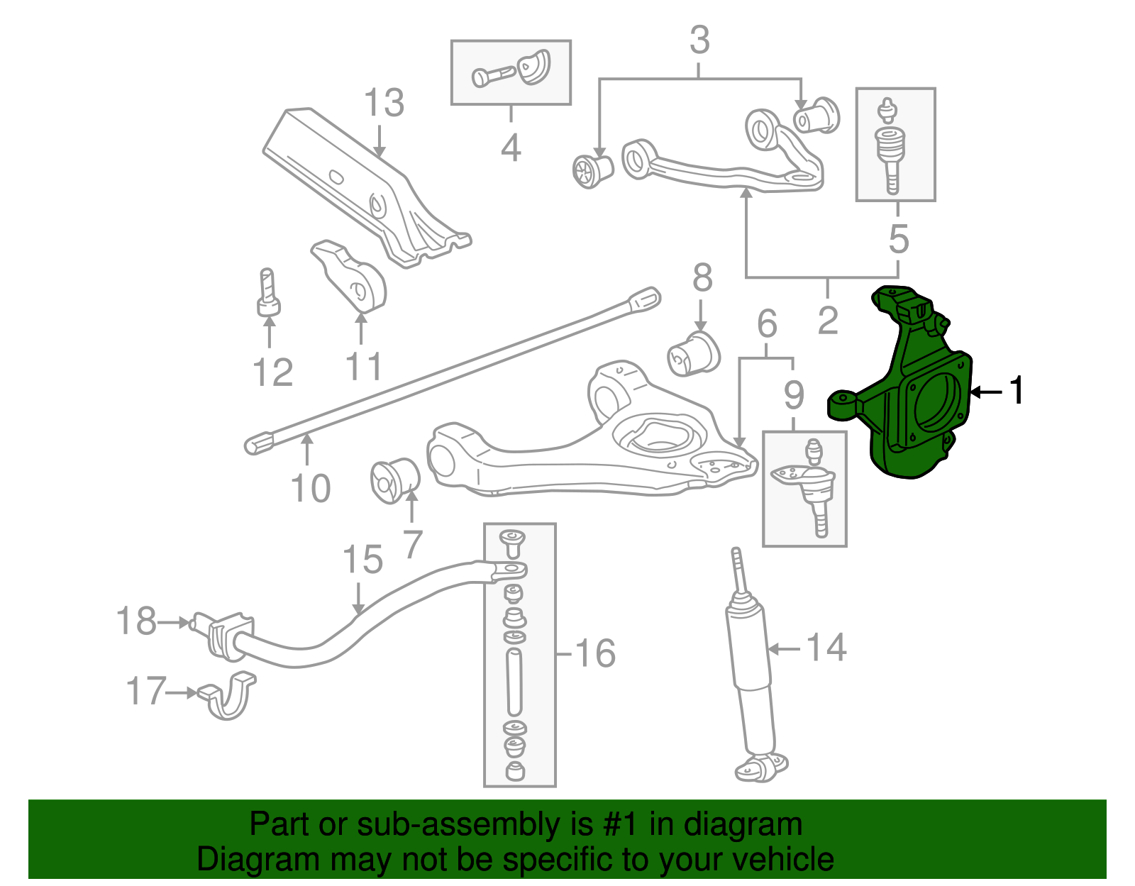 Driver Side Steering Knuckle - GM (25850470)