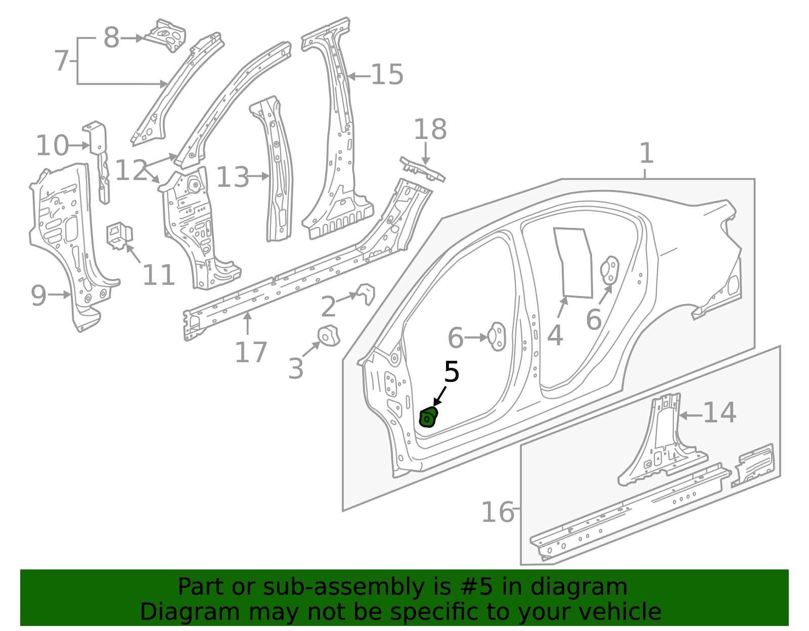 Body Side Front Fender Rear Lower Bracket - GM (96894911)