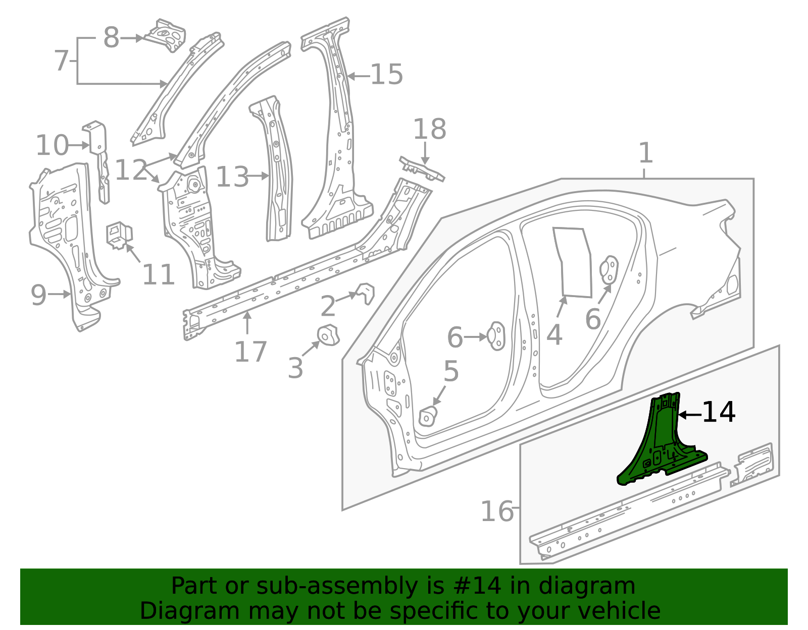 Passenger Side Inner Center Pillar Reinforcement - GM (96901878)