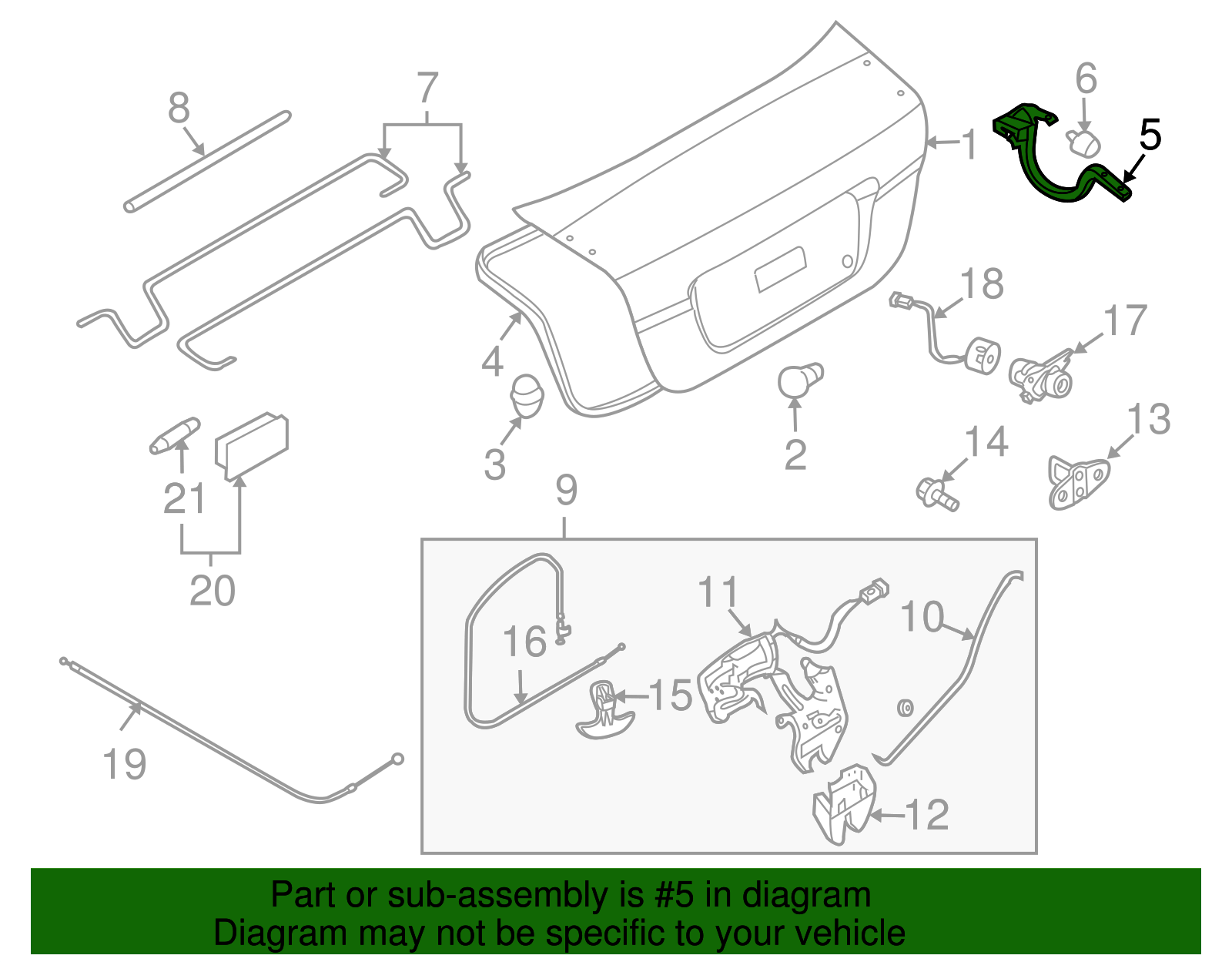Rear Compartment Lid Hinge with Supports, Plates, Nuts, Rivets, and Bushings - GM (96649230)