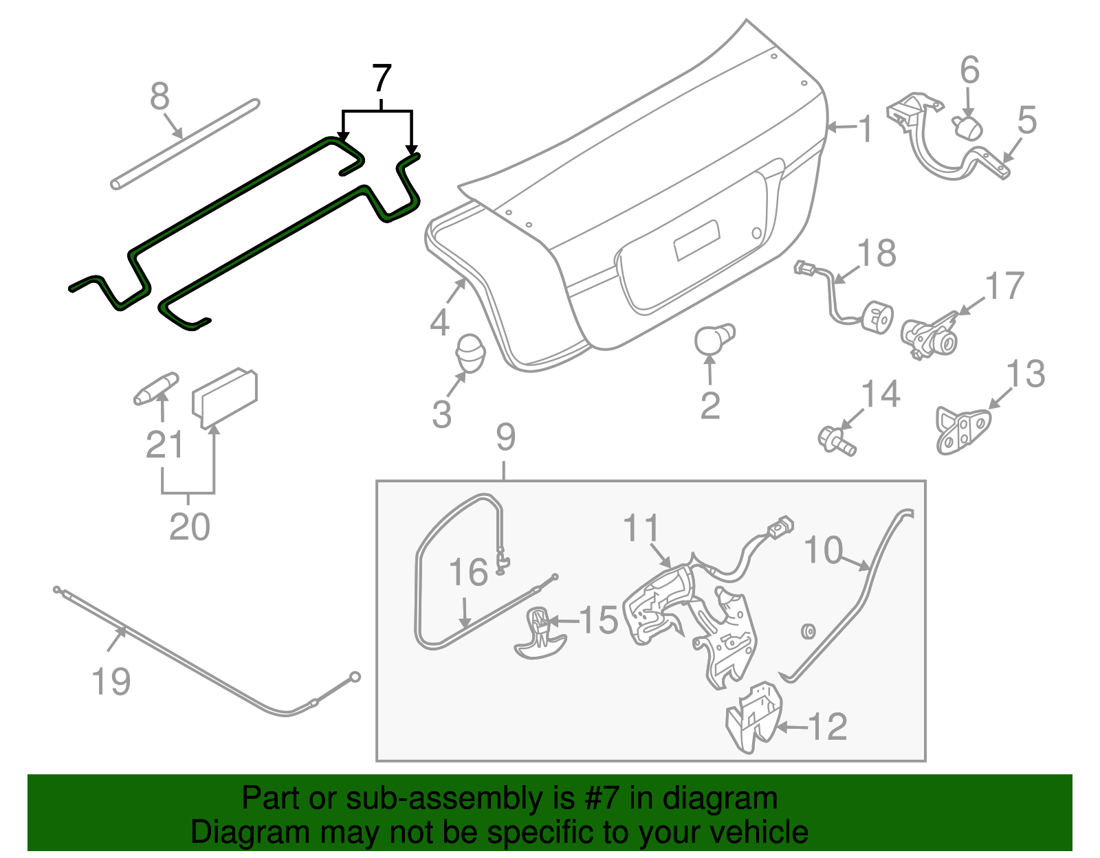 Driver Side Deck Lid Hinge Torque Rod - GM (96649237)