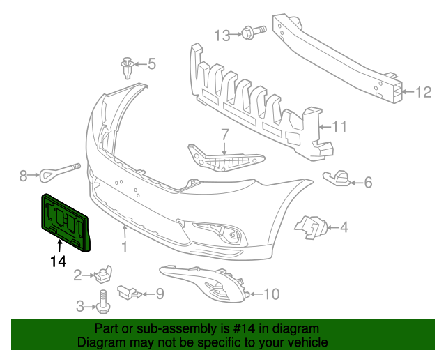 20112013 Toyota Highlander License Plate Bracket 5211448240 OEM