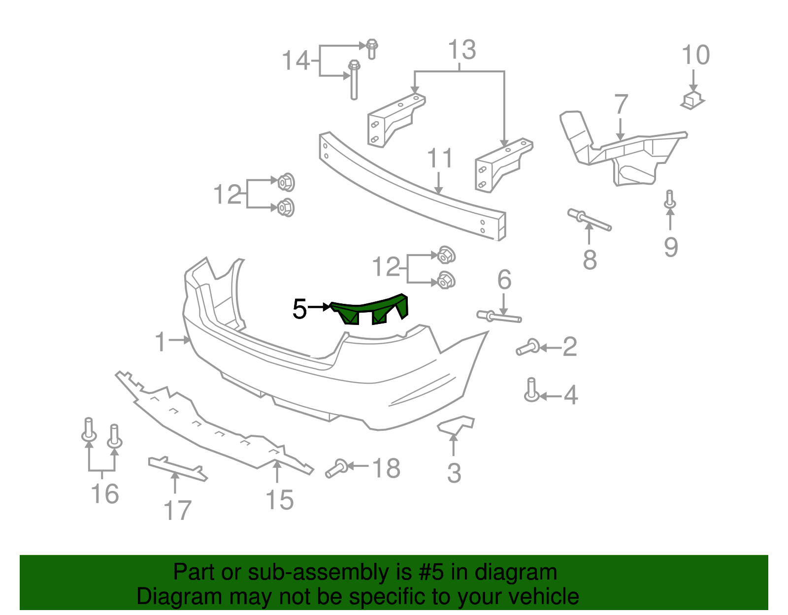 Rear Driver Side Bumper Fascia Support - GM (92260995)
