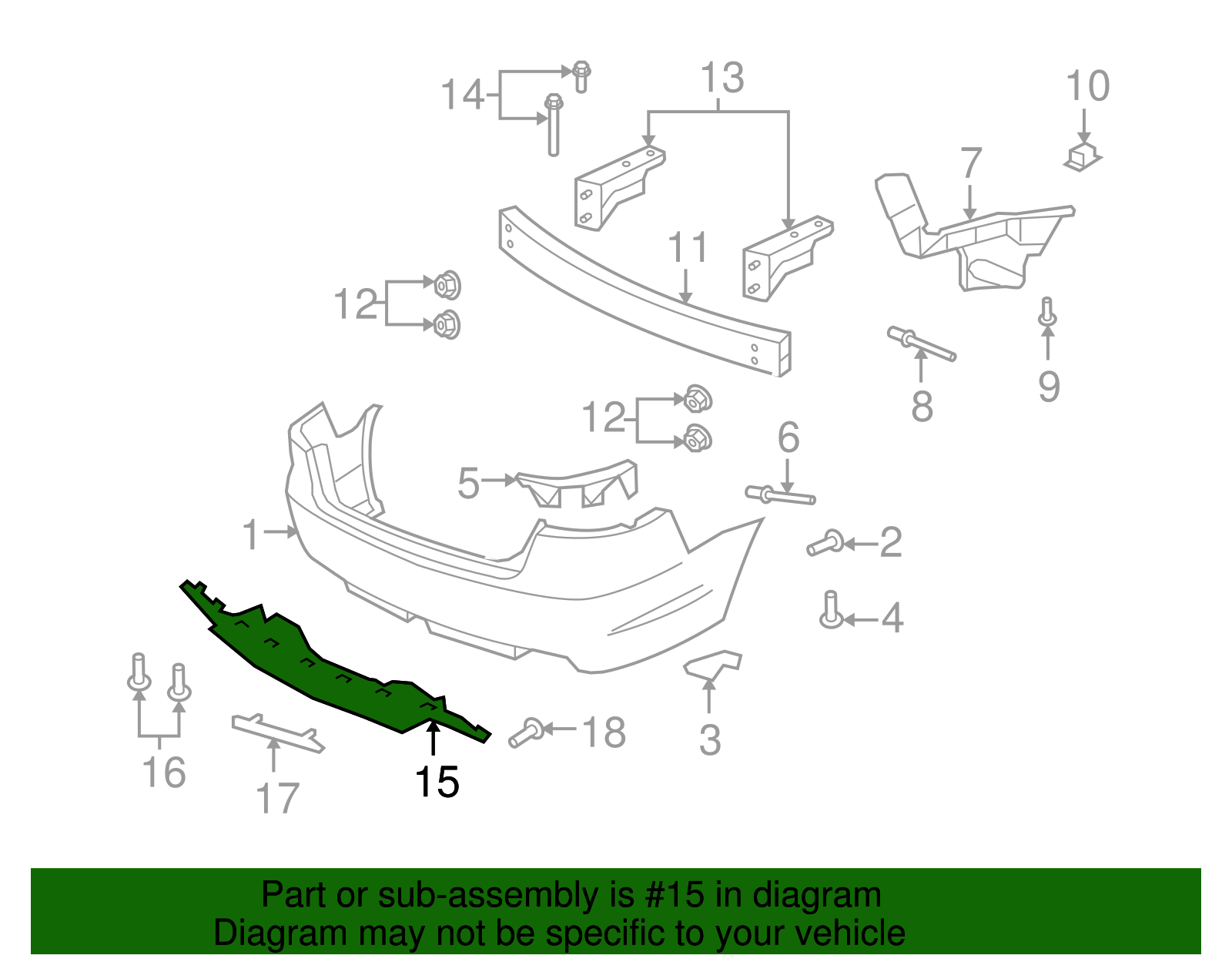 Pitch Black Rear Bumper Fascia Molding - GM (92205629)