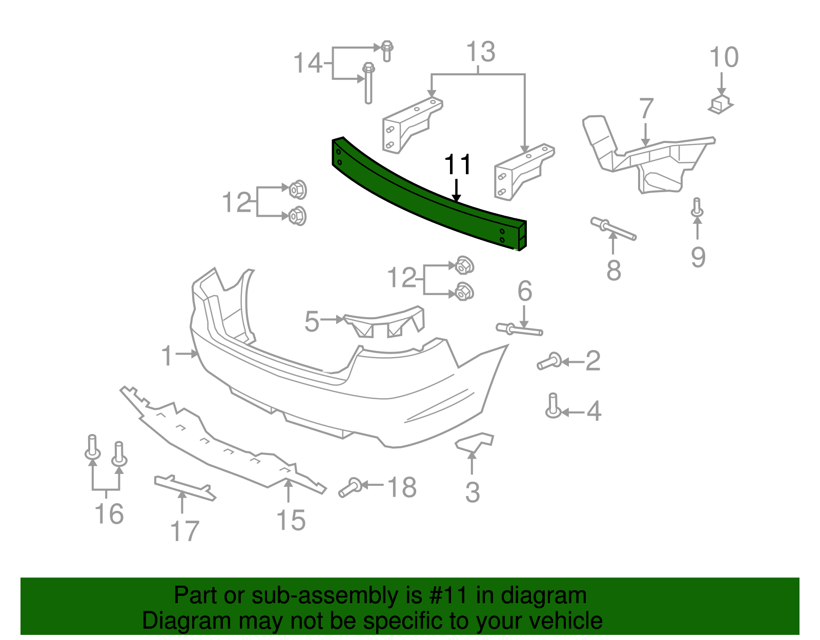 Rear Bumper Impact Bar - GM (92221539)