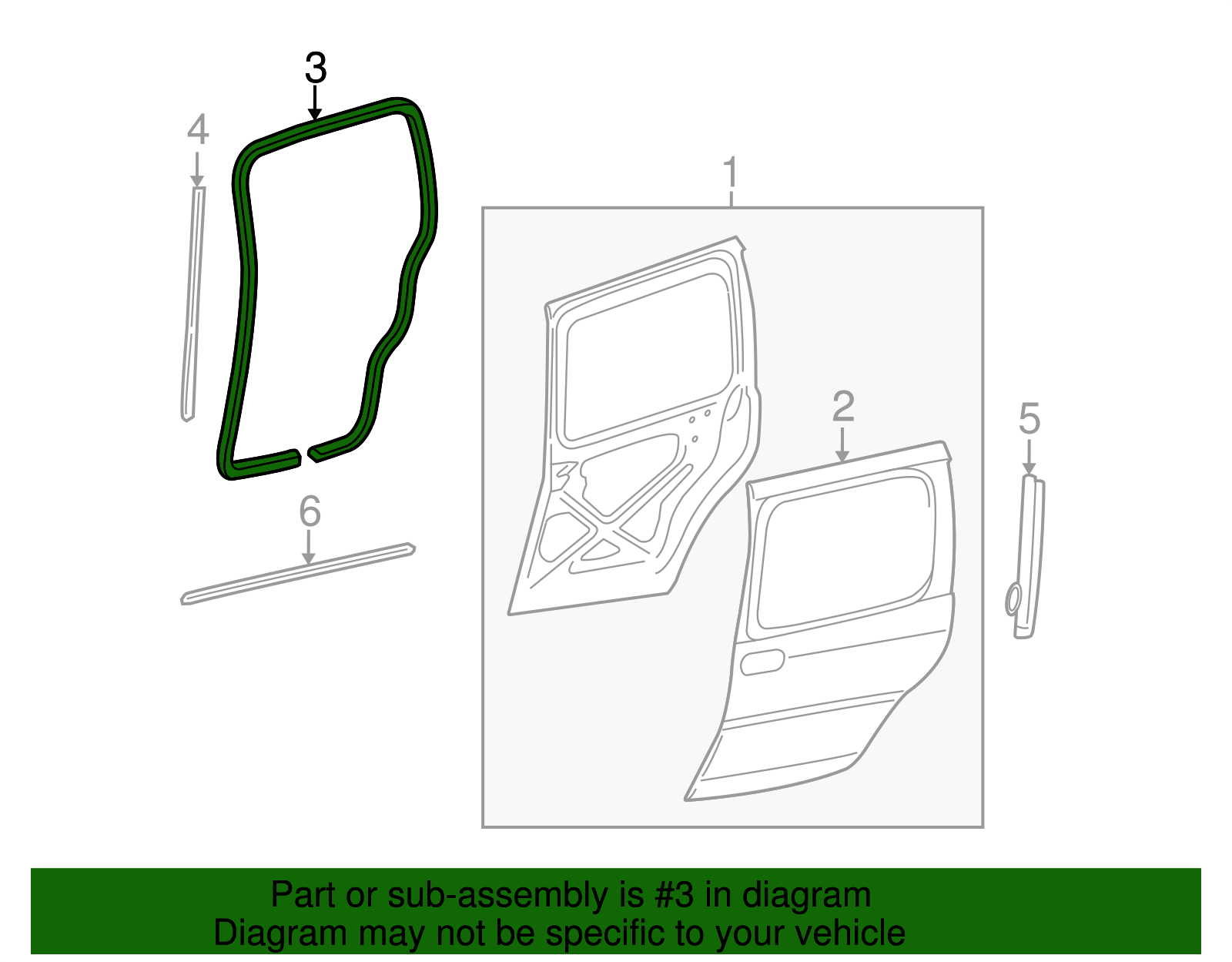 Driver Side Rear Door Weatherstrip - GM (10449200)