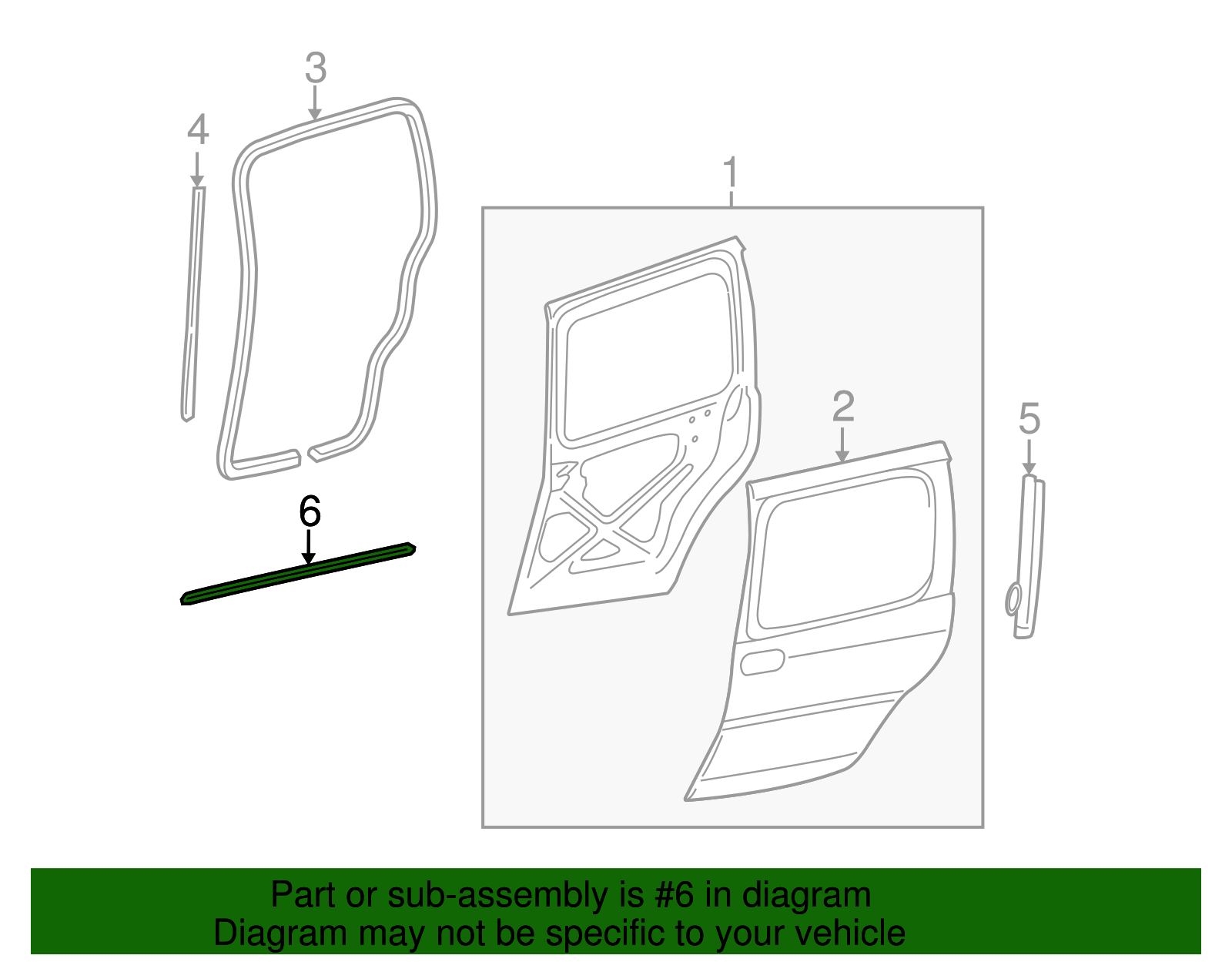 Driver Side Rear Door Auxiliary Weatherstrip - GM (10383150)