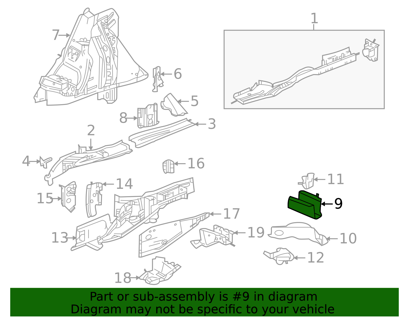 Driver Side Floor Panel Number 6 Cross Bar Extension - GM (84093845)