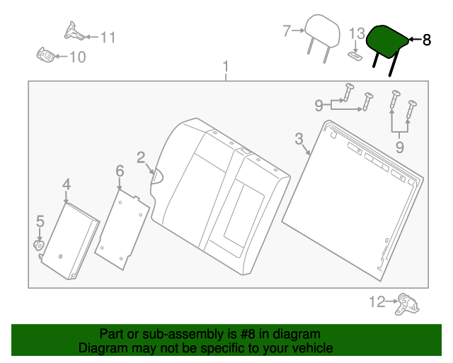 897001MAB0DAY Headrest, Center 20112013 Kia Forte Kia.Parts Store