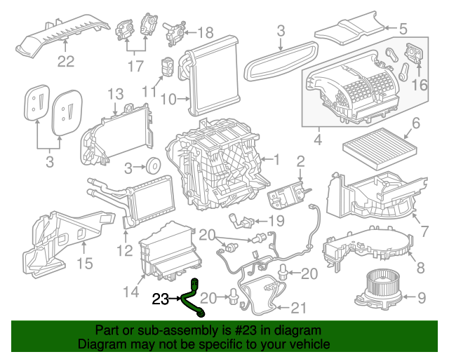 20162023 GM Air Conditioning Evaporator and Blower Module Drain Hose